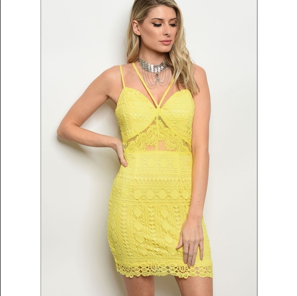 Luxmi Yellow dress with lace - Picture 1 of 2